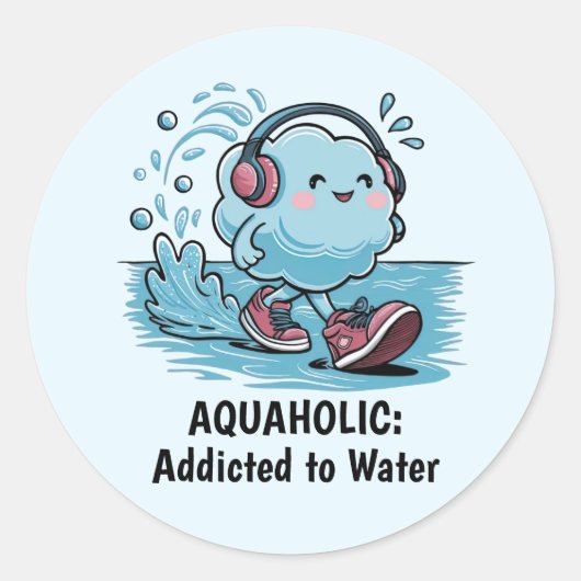 おもしろいCartoon Cloud Round Stickers ラウンドシール (正面)