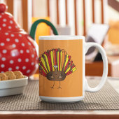おもしろいCartoon Thanksカラフル Giving Turkey コーヒーマグカップ
