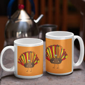 おもしろいCartoon Thanksカラフル Giving Turkey コーヒーマグカップ