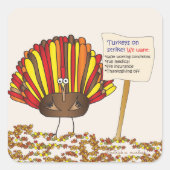 おもしろいCartoon Thanksカラフル Giving Turkey スクエアシール (正面)