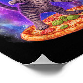 おもしろいCat A飛んでいる Pizza宇宙飛行士Kitten宇宙Ki ポスター (角)