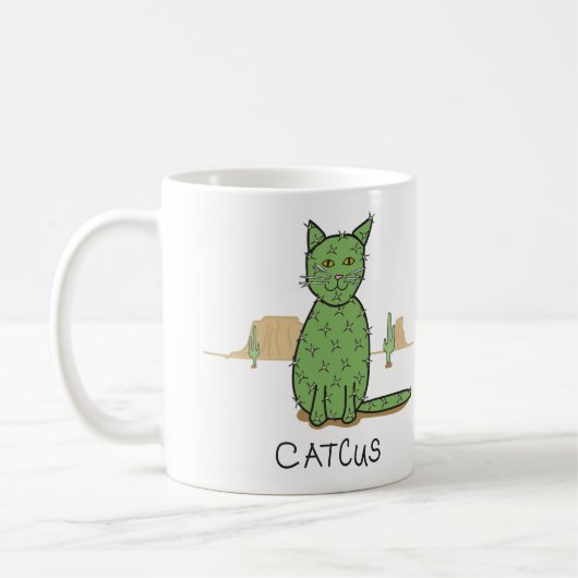 "おもしろいCatcus"サボテンスケッチ コーヒーマグカップ (左)
