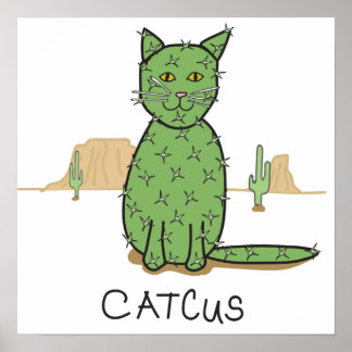"おもしろいCatcus"サボテンスケッチ ポスター
