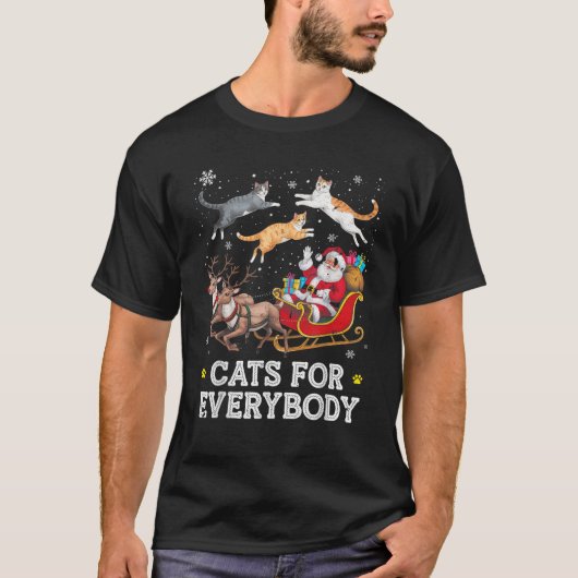 おもしろいCats for EverybodyChristmasおもしろい Santa Cat Tシャツ (正面)