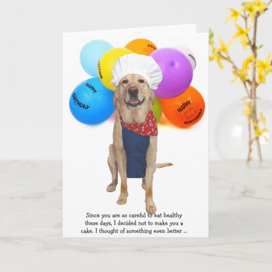 おもしろいChef Dog/Lab誕生日 カード (黄色い花)