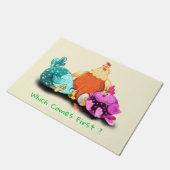 おもしろいChickens Doormat -カスタム文字と色 ドアマット (アングル)