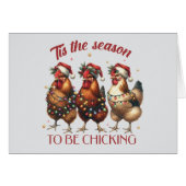 おもしろいChickens in Lights Christmas Card (正面横)