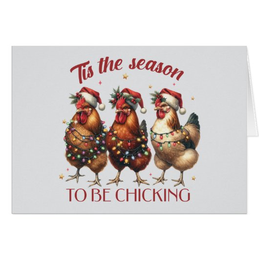 おもしろいChickens in Lights Christmas Card (正面横)