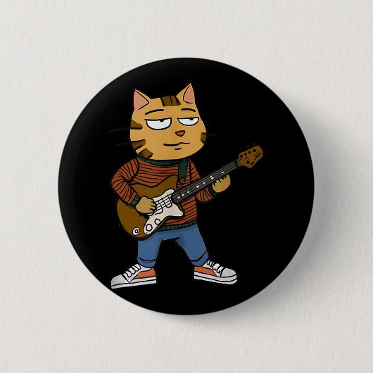 おもしろいChill Cat'遊 S A Guitar Guysパパロック&am 缶バッジ (正面)