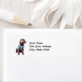 おもしろいChocolate Lab in Christmas Sweater Address ラベル