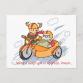 おもしろいChristmasはがき：サンタのソリがアップグレード シーズンポストカード (正面)