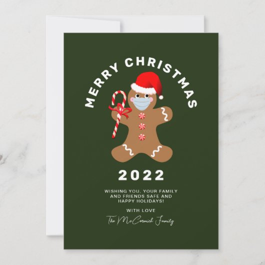 おもしろいChristmas 2022ジンジャーブレッドマン非写真 シーズンカード (正面)