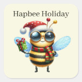 おもしろいChristmas bee add文字 スクエアシール (正面)