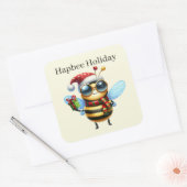 おもしろいChristmas bee add文字 スクエアシール (封筒)