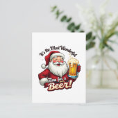おもしろいChristmas beer time Santa シーズンポストカード (スタンド正面)