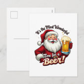 おもしろいChristmas beer time Santa シーズンポストカード (正面/裏面)