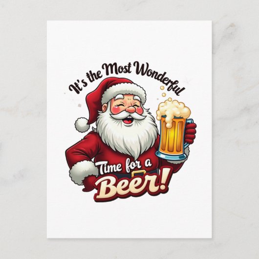 おもしろいChristmas beer time Santa シーズンポストカード (正面)