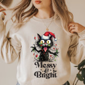 おもしろいChristmas Black Cat - Messy Bright Tシャツ