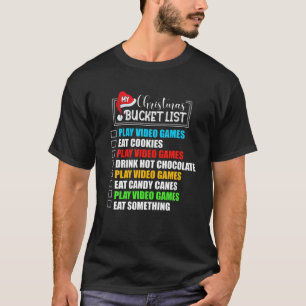 おもしろいChristmas Bucket List Santa Hat Gaming Lover Tシャツ