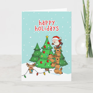 おもしろいChristmas Card - Santaとそのヘルパー シーズンカード