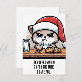 おもしろいChristmas Cat: Santa vs Cat for the Milk カード