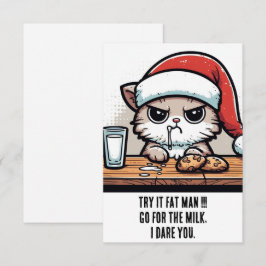 おもしろいChristmas Cat: Santa vs Cat for the Milk カード