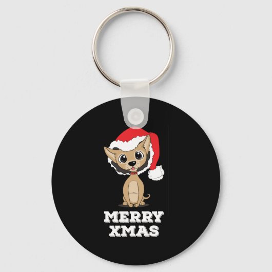 おもしろいChristmas Chihuahua製品 – 完璧 キーホルダー (正面)