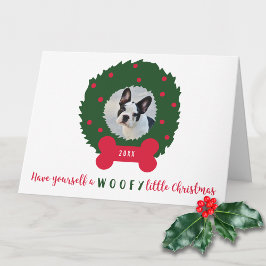 おもしろいChristmas Dog with Dog's Photo & Christmas Do シーズンカード
