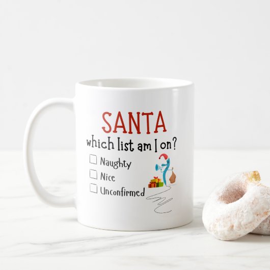 おもしろいChristmas Mug SantaとNiceのいけなリスト コーヒーマグカップ (ドーナツ)