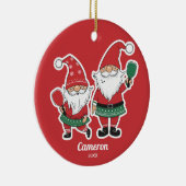 おもしろいChristmas Pickleball格言、あなたの写真文字 セラミックオーナメント (右)