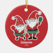 おもしろいChristmas Pickleball格言、あなたの写真文字 セラミックオーナメント (正面)