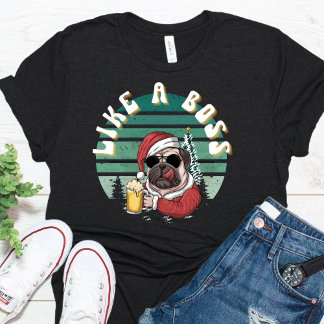 おもしろいChristmas Pug Dog Tシャツ