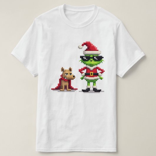 おもしろいChristmas ReindeerとMax Pixel Art Tee | Tシャツ (デザイン正面)