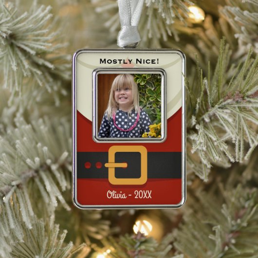 おもしろいChristmas Santa ClausまいけなたはNice Photo シルバープレートフレームオーナメント (ツリー)