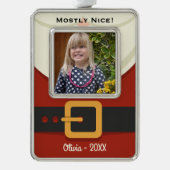 おもしろいChristmas Santa ClausまいけなたはNice Photo シルバープレートフレームオーナメント (正面)