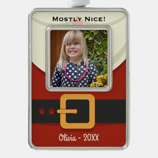 おもしろいChristmas Santa ClausまいけなたはNice Photo シルバープレートフレームオーナメント (正面)