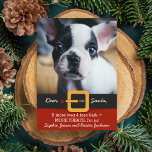 おもしろいChristmas Santa Dog More Wag Less Heart シーズンカード<br><div class="desc">おもしろい犬をテーマにしたホリデーカー親愛ド「サンタもし、より多くの水と少ない樹皮=より多くのトリート、私は入っている」という言葉をフィーチャー。あなたの犬の写真と名前をに追加カスタマイズす。裏面は前部印刷パターンを特徴とする。犬の恋人、ドッグウォーカー、獣医や態度に同意する誰にでも最適。...  just just happy :-)</div>
