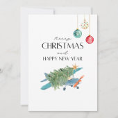 おもしろいChristmas Tree on Airplane & Family Photo カード (正面)