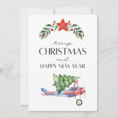 おもしろいChristmas Tree on Airplane & Family Photo カード (正面)