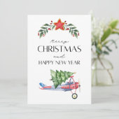 おもしろいChristmas Tree on Airplane & Family Photo カード (スタンド正面)