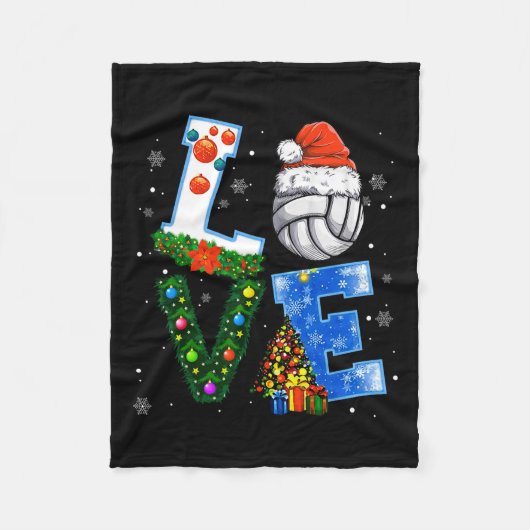 おもしろいChristmas Volleyball Players Loversクリスマス フリースブランケット (正面)