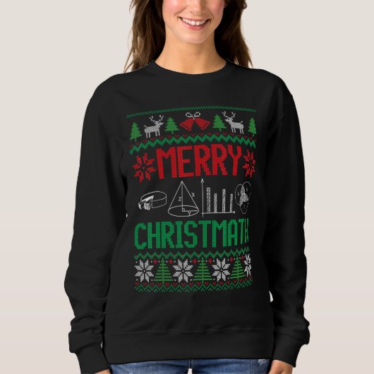 おもしろいChristmath Math先生Ugly Christmas スウェットシャツ (正面)