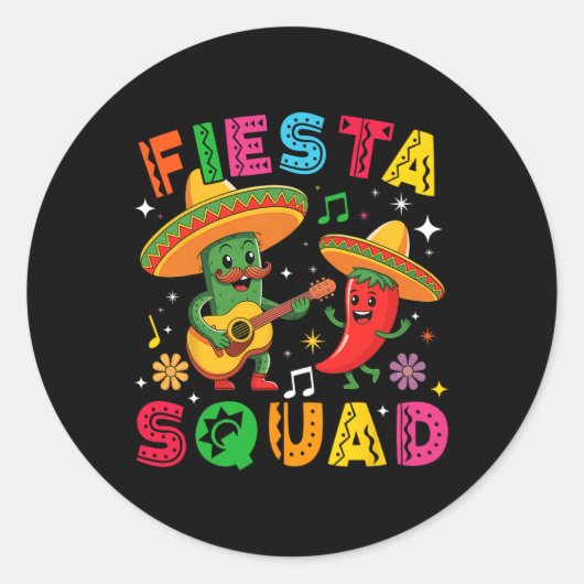 おもしろいCinco De Mayo Fiesta Squad Mexican Matching ラウンドシール (正面)