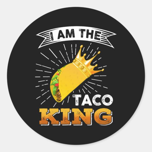 おもしろいCinco De Mayo Food私はタコキングT Shir ラウンドシール (正面)