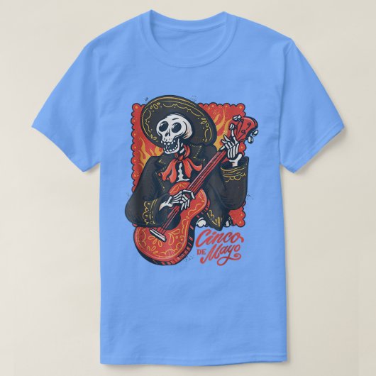 おもしろいCinco de Mayo Meicanマリアチスケルトン Tシャツ (デザイン正面)