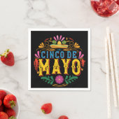 おもしろいCinco de Mayo Mexican Hat,カラフルの花 スタンダードカクテルナプキン (インサイチュ)