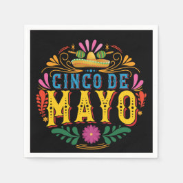 おもしろいCinco de Mayo Mexican Hat,カラフルの花 スタンダードカクテルナプキン