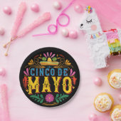 おもしろいCinco de Mayo Mexican Hat,カラフルの花 ペーパープレート (パーティー)