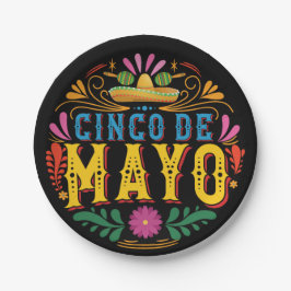 おもしろいCinco de Mayo Mexican Hat,カラフルの花 ペーパープレート