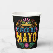 おもしろいCinco de Mayo Mexican Hat,カラフルの花 紙コップ (裏面)